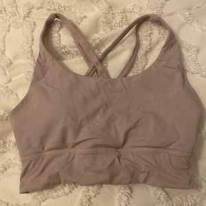 purple strappy sports bra